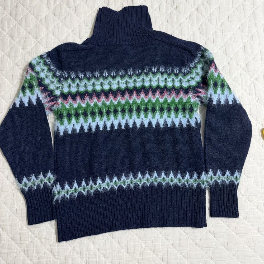Free Assembly M Navy Blue Wool Turtleneck Sweater Pullover